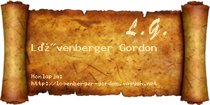 Lövenberger Gordon névjegykártya